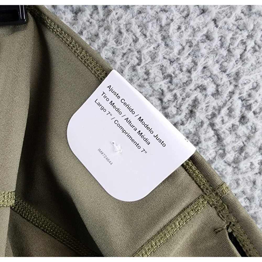 NIKE One Plus Size Mid-Rise 7" Bike Shorts Women's 1X Olive Tight Fit Pull On~ - Picture 13 of 15